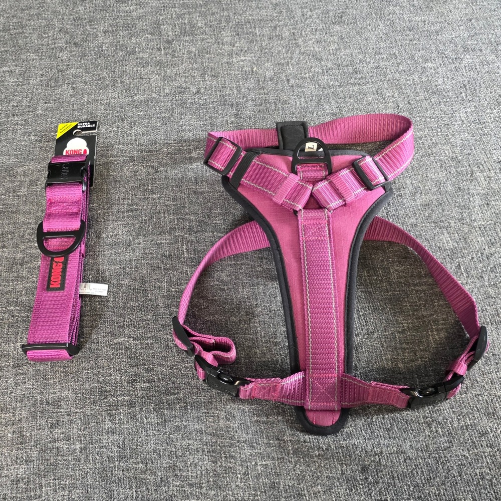 KONG Dog Harness & Chew Resistant Comfort Collar Large Pink PetSmart Set